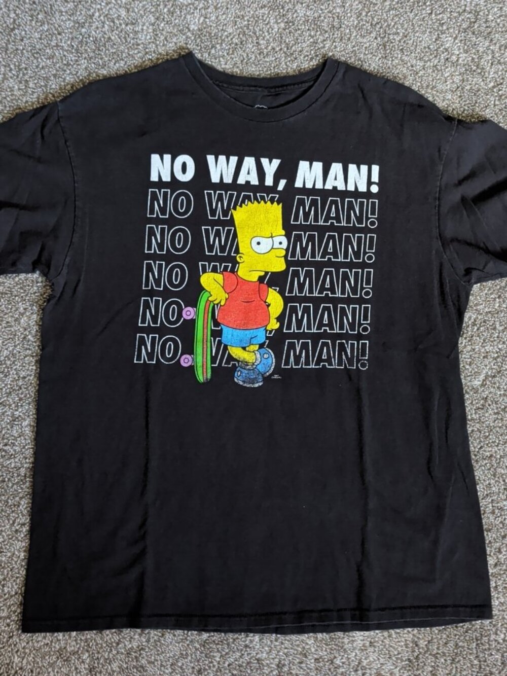 The Simpsons Bart "No Way Man" Chalkboard Size Large Short Sleeve Black Tee